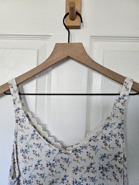 Blu Pepper Floral Babydoll Dress Medium Cottagecore Mini Lace Trim Button Front - Picture 10 of 14